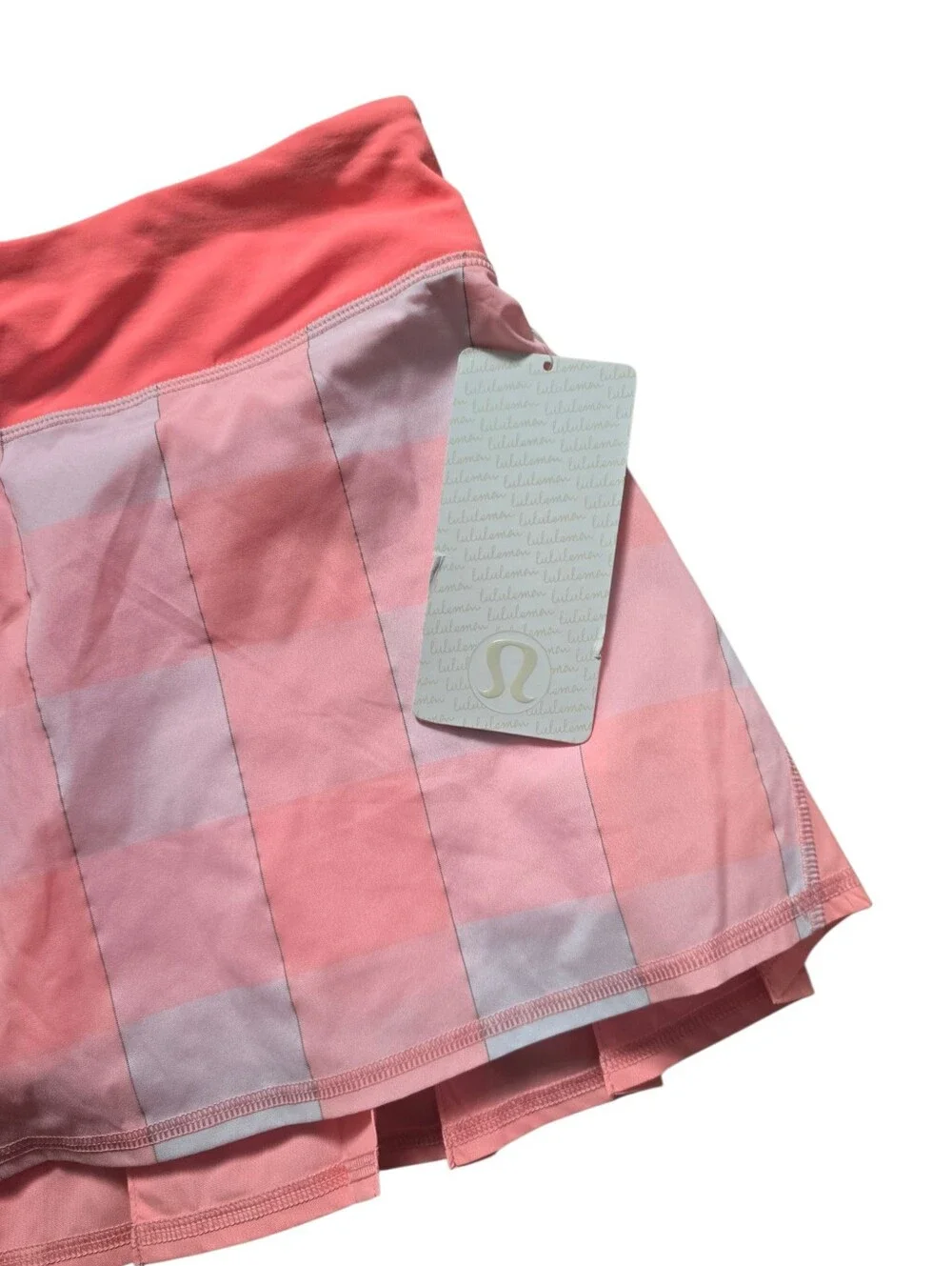 Lululemon Run: Pace Setter Skirt (Regular)Gros Gingham Bleached Coral / Pop Ora